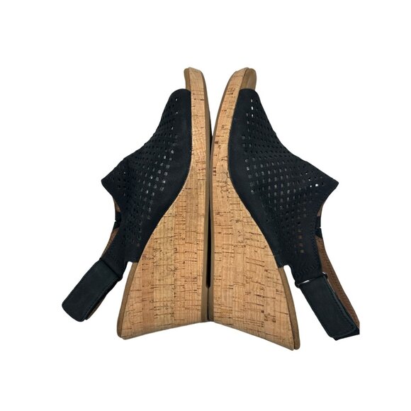 Rockport Briah Perforated Black Wedge Sandal Size 9M Comfortable Cork Heel - Picture 10 of 10